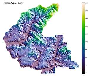 Fernan LiDAR colorized hillshade